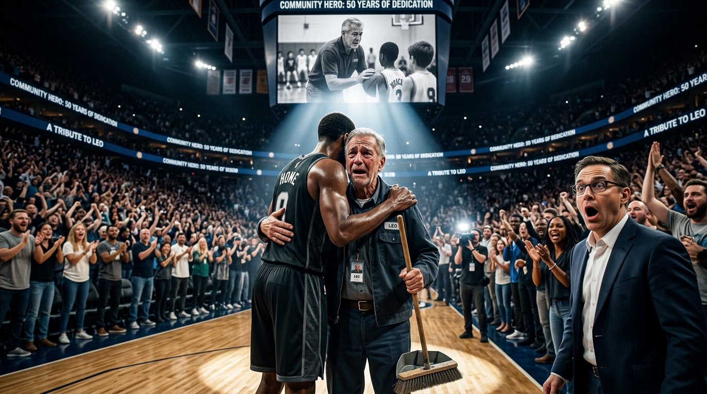 🏀🎬 The Janitor Everyone Ignored Was Suddenly Put on the Jumbotron… What Happened Next Brought an Entire NBA Arena to Tears 😭❤️