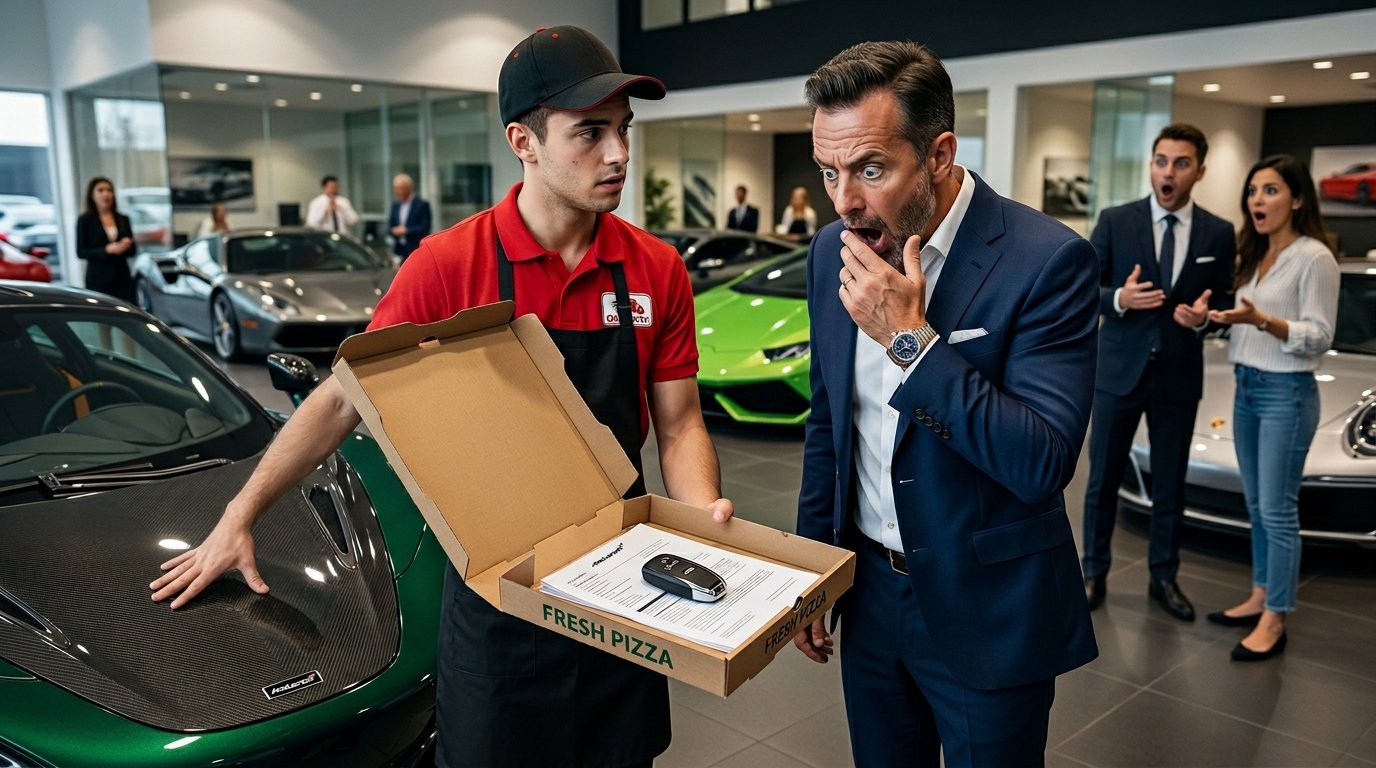 Everyone Thought the Pizza Delivery Boy Was Lost… Then He Inherited an Entire Car Dealership 😱🚗💰😭