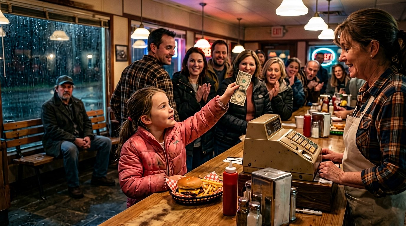 Little Girl Tried to Buy Half a Cheeseburger… What Happened Next Made an Entire Diner Cry ❤️🚛