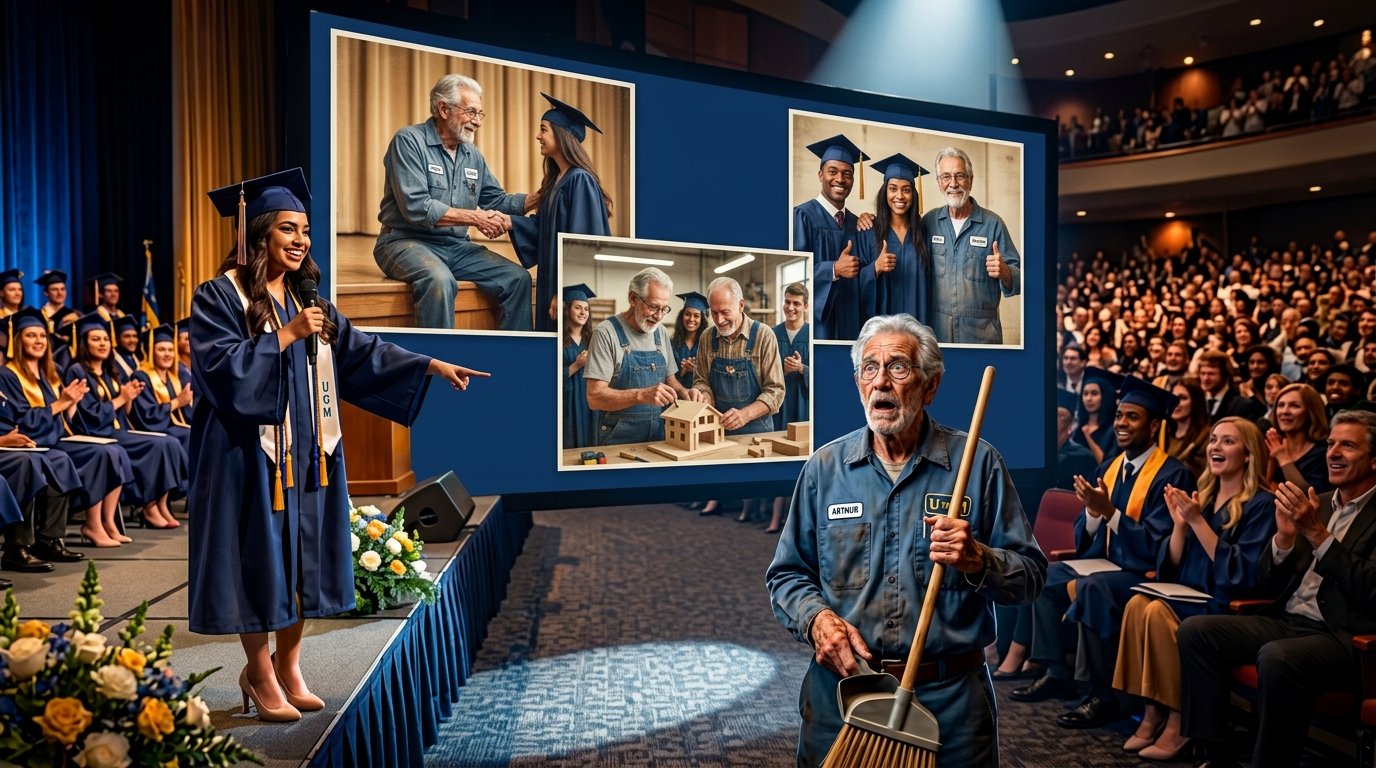 Students Ignored the School Janitor for 30 Years… Until Graduation Day Changed Everything ❤️🏫