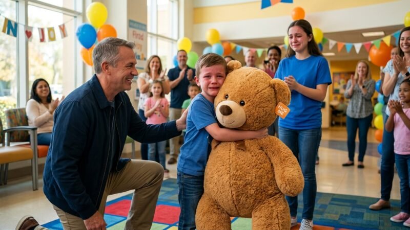 He Won the Giant Teddy Bear… But What He Did Next Left the Entire Hospital in Tears 🧸❤️