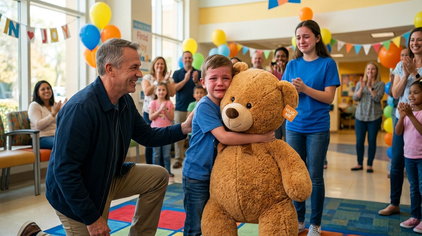 He Won the Giant Teddy Bear… But What He Did Next Left the Entire Hospital in Tears 🧸❤️