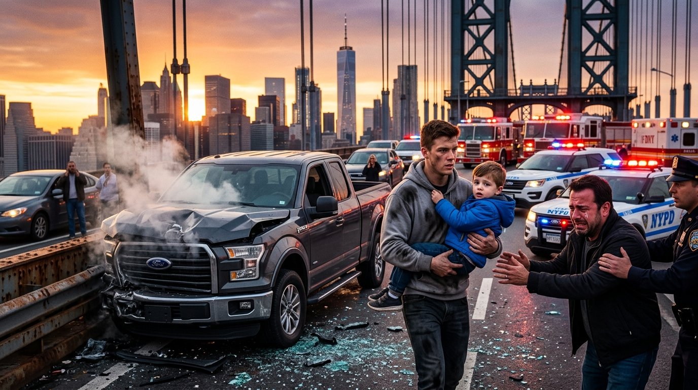 Off-Duty Firefighter Risks His Own Life to Save a Little Boy on a Busy New York Bridge 🚒❤️