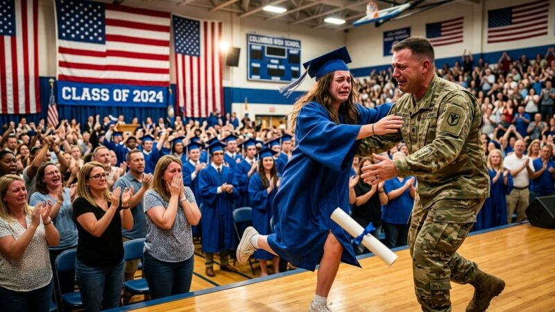 She Thought Her Army Dad Missed Graduation… Until the Gym Doors Opened 🇺🇸🎓😭
