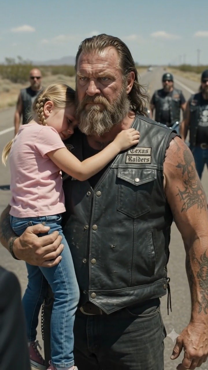 A Little Girl Hid Behind a Biker