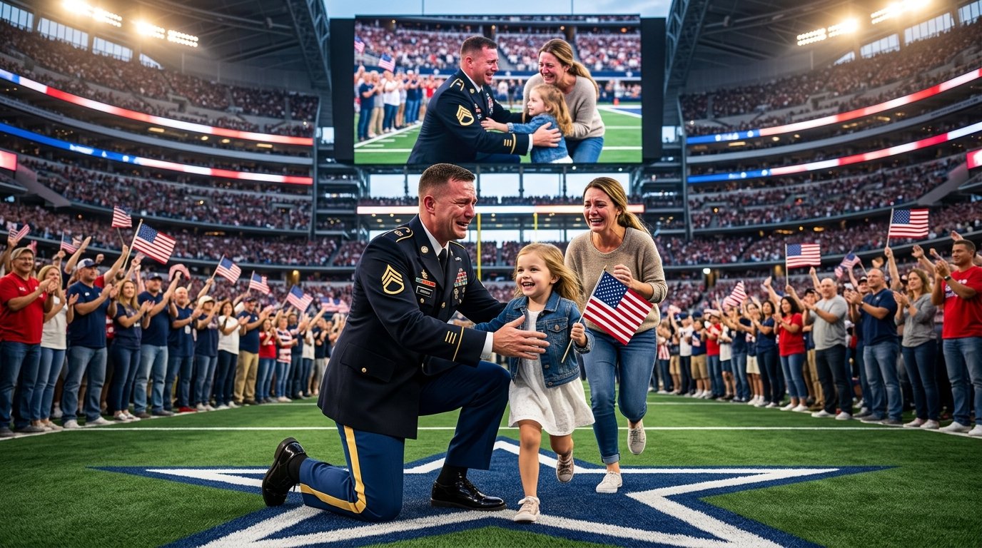 Soldier Thinks His Family Didn’t Come Home… Then the Entire Stadium Breaks Down in Tears 🇺🇸❤️