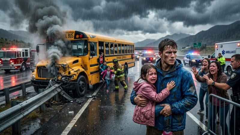 Truck Driver Risks Everything to Save an Entire School Bus Full of Children in a Terrifying Storm 🌧️🚌❤️